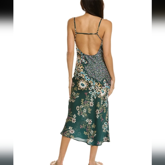 NEW Free People Your Better Side Midi Slip Dress in Rosemary Combo - Picture 3 of 8